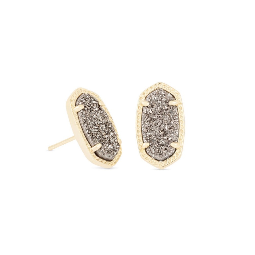 NWT Kendra Scott Ellie Gold Platinum Drusy Earring